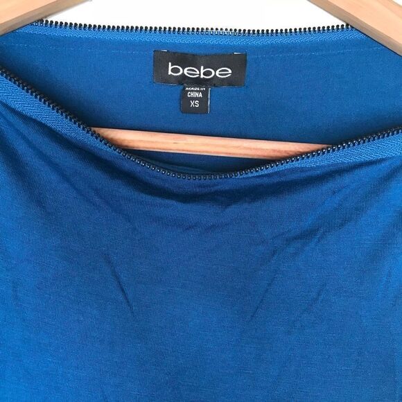 Bebe Sz XS Blue Sapphire Zipper Dress - Picture 3 of 7